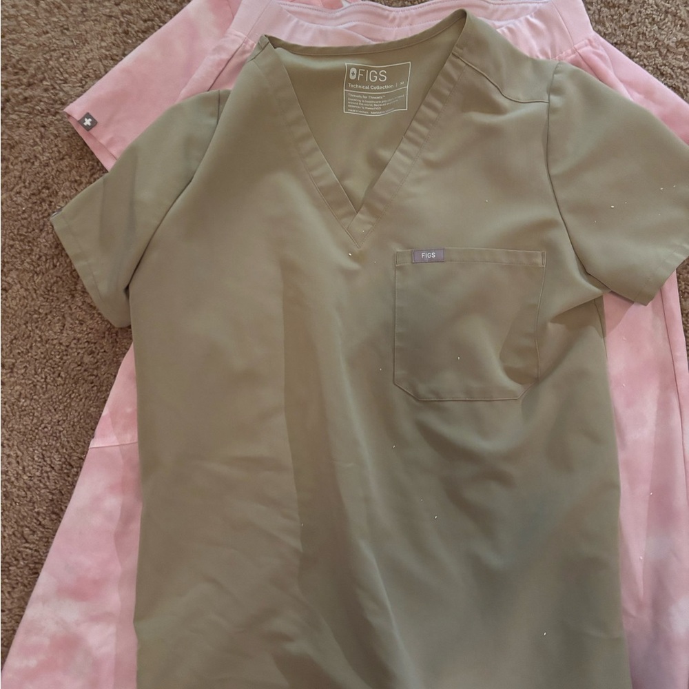 Figs Olive Green Scrub Top